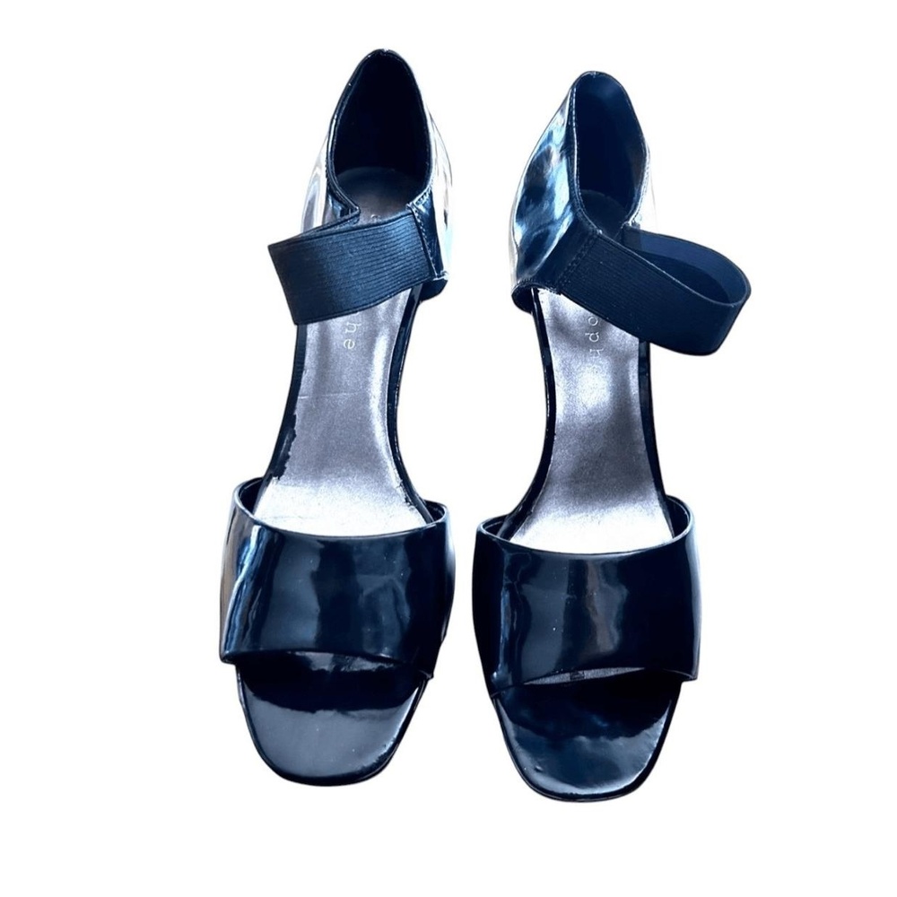 Apostrophe Women's Black Patent Leather Peep Toe Heels Ankle Strap Size 9 - Picture 4 of 9